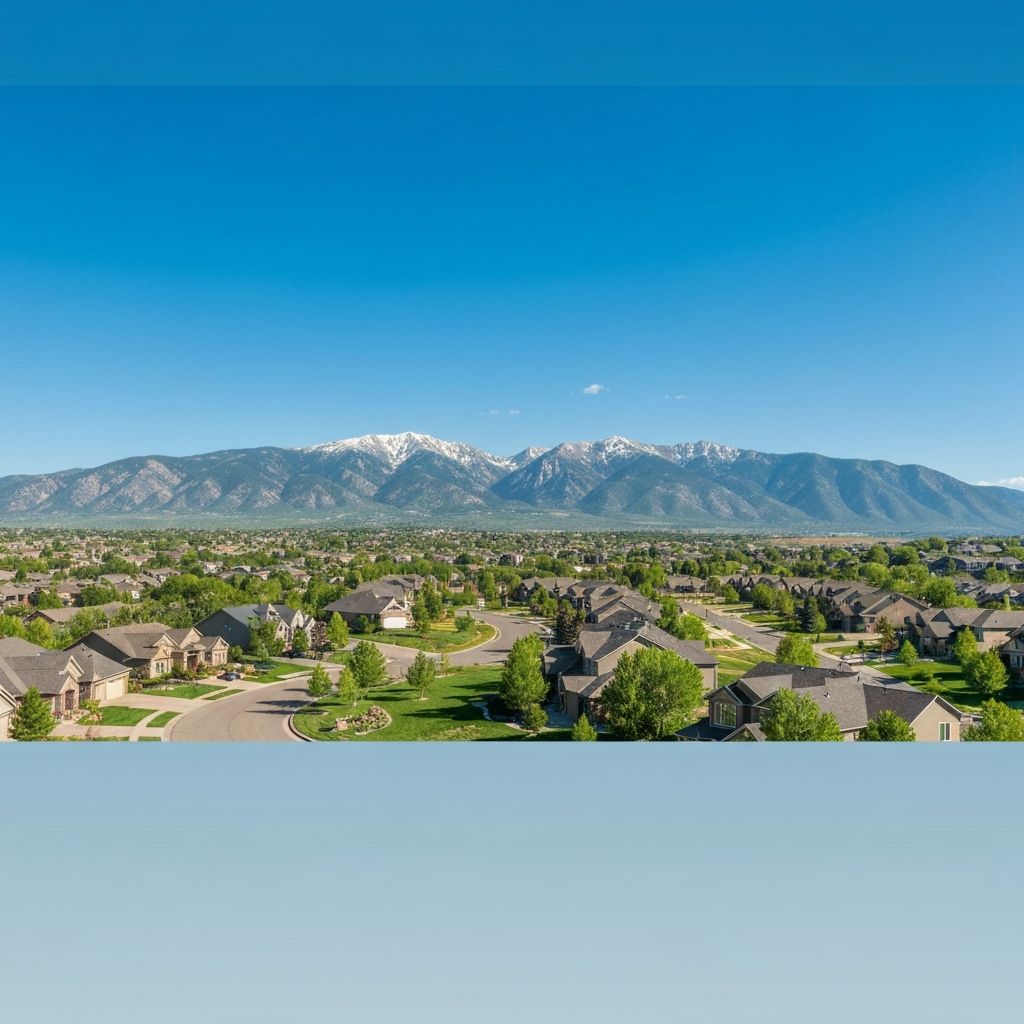 Scenic view of Highlands Ranch, Colorado with mountain backdrop